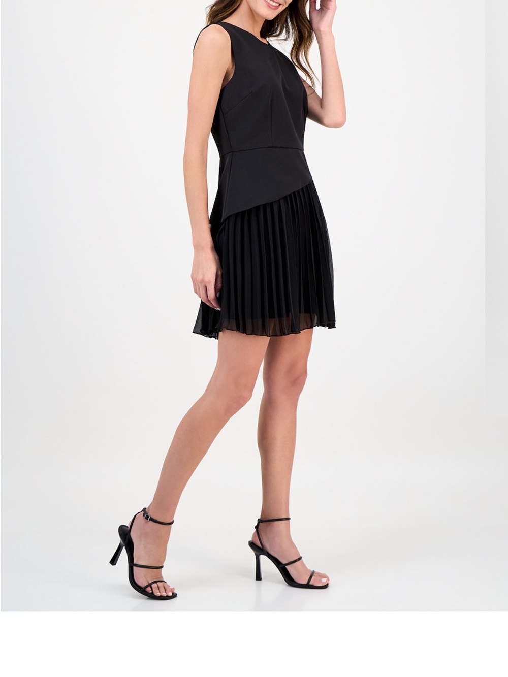 Sam Edelman Black Sleeveless Pleated Mini Dress